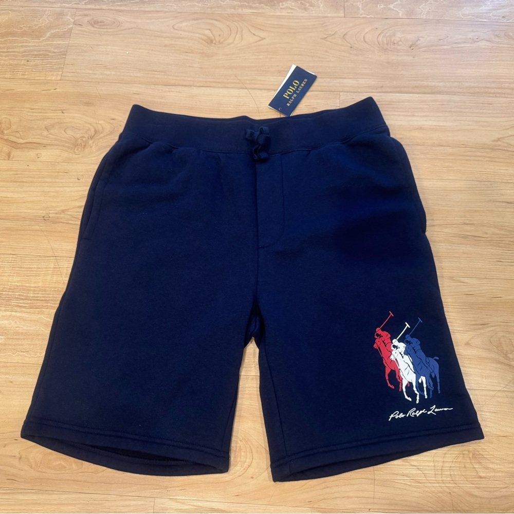 Polo Ralph Lauren Men’s Triple Pony Fleece Cotton-Blend Shorts Blue NWT M